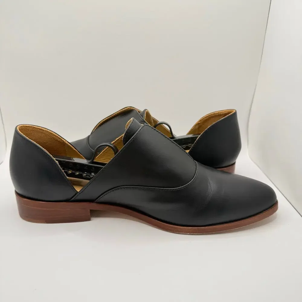 Nisolo Woman’s Emma‎ d’Orsay Oxford 2.0 Black Leather Slip On Shoes- Size 9.5